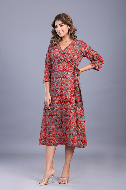 'Rosemary' Ajrakh Handblock print cotton dress