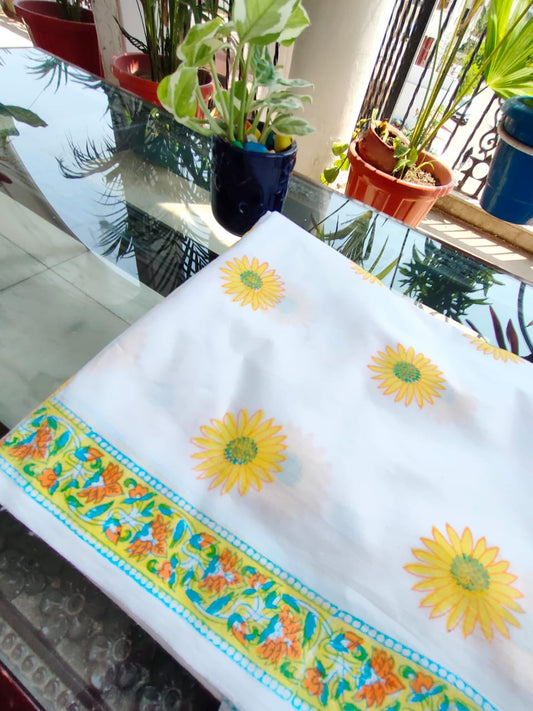 'Best seller' Sunflower-  handblock print cotton fabric