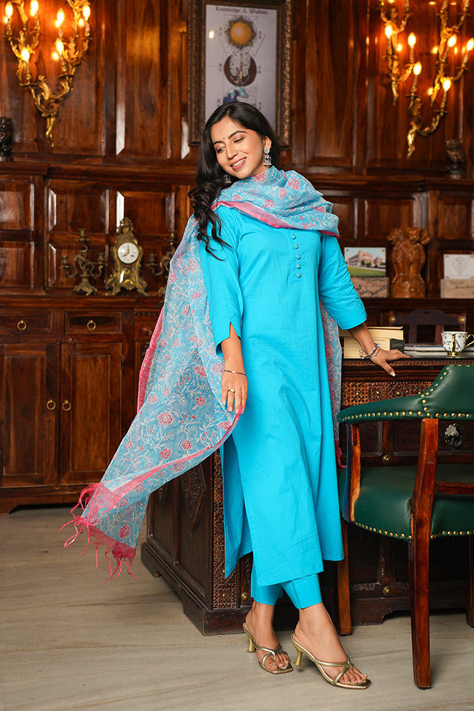 'Ocean'  Kota Doria Dupatta