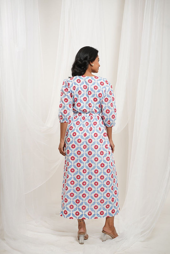 'Sky' Hand block print dress