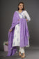 Best seller- 'Purple Paisley' Handblockprint Angrakha style kurta/dupatta/pants set ( Set of 3)