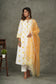 'Ray of Sunshine' Yellow- Orange Cotton Pintuck kurta/dupatta/pants set (Set of 3)