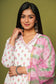 'Padmaja' Pink and White Angrakha style Gathered kurta/dupatta/pants set (Set of 3)